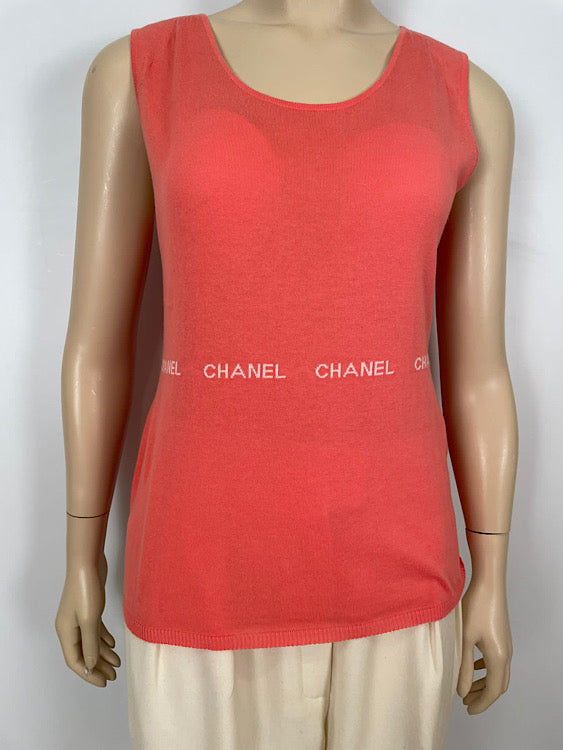 CHANEL Pleated Sleeveless Shirt White 38