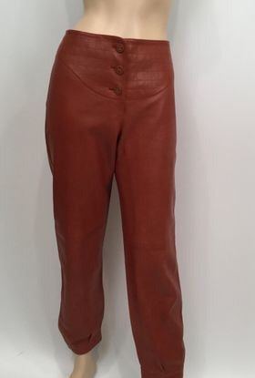 NWT New with Tags Chanel 01A, 2001 Fall Autumn Vintage Leather Pants  Leggings Rust Color FR 40 US 2/4/6