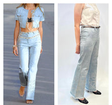 Load image into Gallery viewer, Chanel 11C 2011 Cruise Runway Light Blue Denim Crystal Flare Leg Jeans Size FR 38 US 4/6