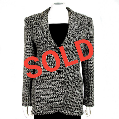 Vintage NWOT Chanel 98P, 1998 Spring black white blazer jacket FR 40 US 4/6