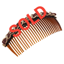 Load image into Gallery viewer, Chanel 2013 Bordeaux Burgundy Leather Hair Decorative  Accessory Comb Barrette Gold CC Logos