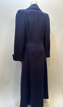 Load image into Gallery viewer, Chanel Vintage 97A 1997 Fall Navy Blue Red Trim Long Heavy Wool Winter Coat FR 38 US 4