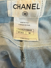 Load image into Gallery viewer, Chanel 11C 2011 Cruise Runway Light Blue Denim Crystal Flare Leg Jeans Size FR 38 US 4/6