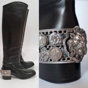 Chanel 07A Paris Monte Carlo Lion Head Icons tall black leather riding boots EU 36 US 5.5