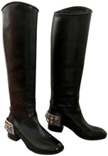 Load image into Gallery viewer, Chanel 07A Paris Monte Carlo Lion Head Icons tall black leather riding boots EU 36 US 5.5