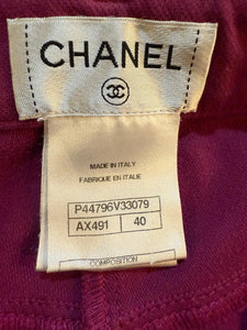 Chanel Soft Raspberry Jeans with Silver Plum Trim FR 40