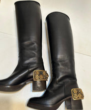 Load image into Gallery viewer, Chanel 07A Paris Monte Carlo Lion Head Icons tall black leather riding boots EU 36 US 5.5