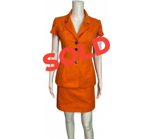 Load image into Gallery viewer, 1990’s Chanel Boutique Vintage Orange Mini Skirt Suit Set US 2/4