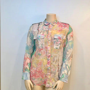 Chanel 2011 Resort Cruise Cotton pastel sheer ladies' blouse/ Men’s shirt FR 44 US 12/14