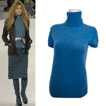 Load image into Gallery viewer, Chanel 07A 2007 Fall Short Sleeve Turquoise Pullover Turtleneck Sweater Top Blouse FR 40 US 6/8