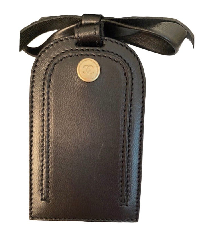 Louis Vuitton luggage tag black leather