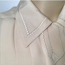 Load image into Gallery viewer, 1987, Collection 20 Vintage Chanel Ivory Ecru Silk pleated Button down Blouse Top US 12