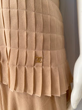 Load image into Gallery viewer, Vintage 2002 Chanel 2 piece beige silk chiffon pleated accordion dress set US 6