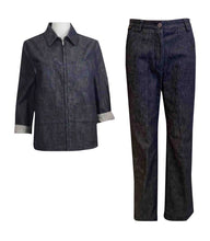 Load image into Gallery viewer, Vintage Chanel 99P, 1999 Spring denim blue pant suit set FR 36/38