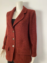 Load image into Gallery viewer, 97A, 1997 Fall Vintage Chanel Mahogany Rust Boucle Blazer Jacket FR 38